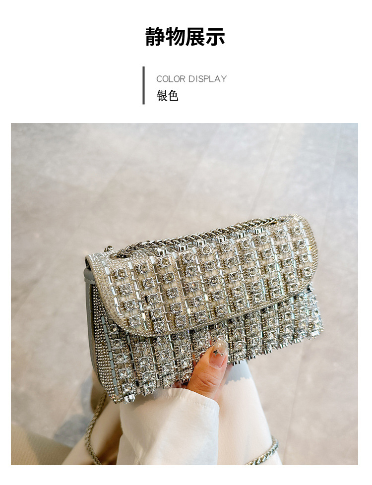 New foreign trade European and American retro underarm bag, casual and fashionable rhinestone small bag, niche single-shoulder bag, crossbody dinner bag undefined