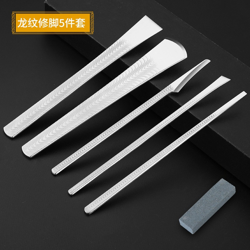 Cuchillo inclinado herramientas de pinza de uñas grises cuchillo de pedicura profesional cuchillo de excavación cuchillo de ojo de gallina para recoger la zanja de uñas conjunto de uña incrustada una sola pieza