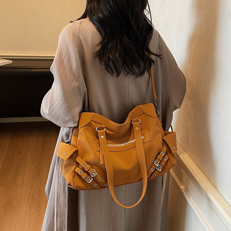 Cross-border retro hot girl moto bolso nuevo estilo coreano de gran capacidad bolso de mano bolsa de hombro casual versátil
