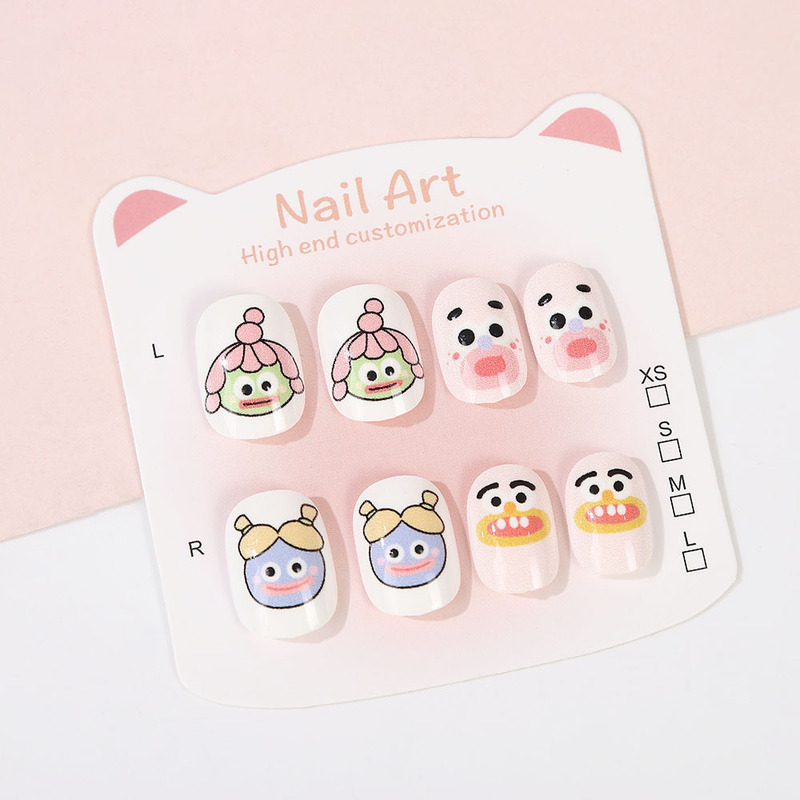 Fun ugly cute baby hand-worn armor cute girl heart nail patch short fake nail patch wholesale Fun ugly cute baby hand-worn armor cute girl heart nail patch short fake nail patch wholesale