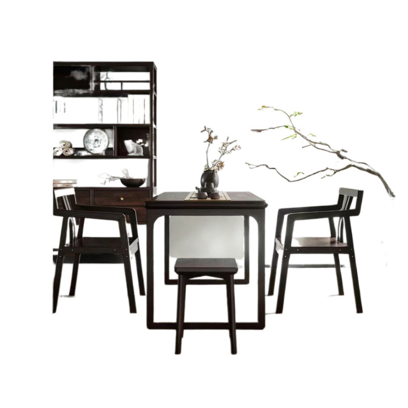 Nuevo estilo chino de madera sólida mesa de té silla combinación casera balcón Zen mesa de té sala de té mesa de té oficina pequeña mesa de té