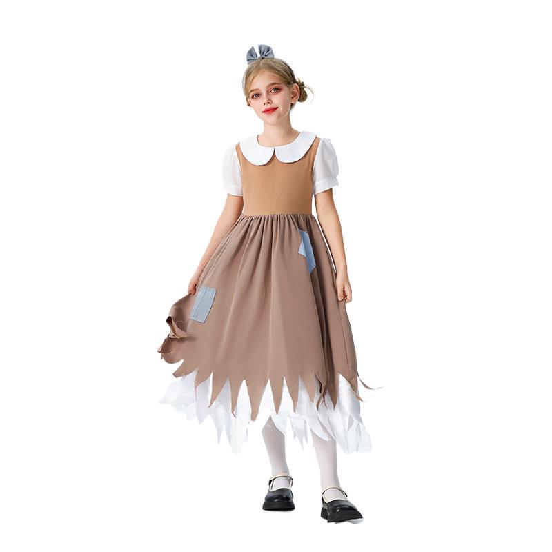 Halloween Kidsren's Costume Snow White Cosplay Pastoral Style Manor Farm Maid Costume Civilian Dress