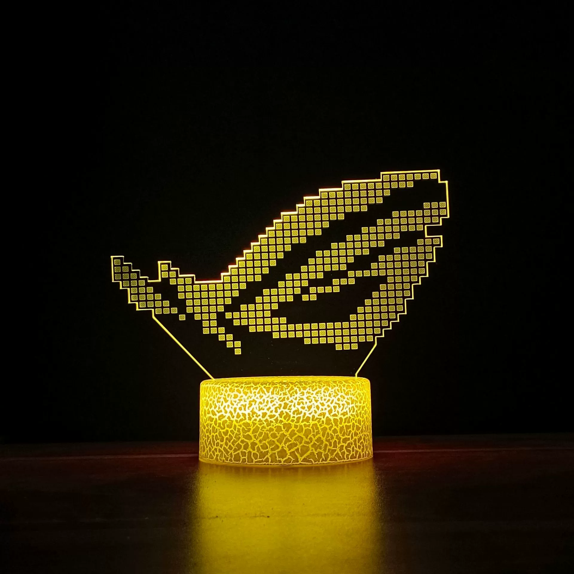 3D LED ночная лампа ROG, RGB сенсорная/колышковая база, акриловый рисунок, 23×16×5 см