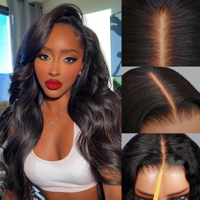 Front Lace Wig for Women with Medium Parting, Big Waves, Long Curly Hair, Fluffy and Natural Full Head Cover