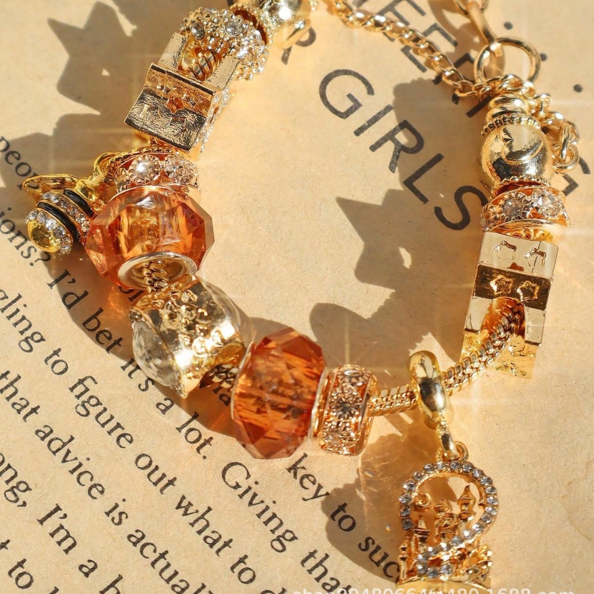 Pulsera de Pan, estilo explosivo transfronterizo europeo y americano, pulsera con cuentas de bricolaje, castillo de diamantes de imitación, abeja, estrella de cinco puntas, colgante, joyería