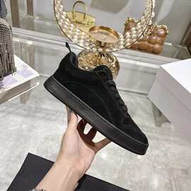 广州高品质 24秋季新款磨砂平底圆头系带 休闲百搭板鞋运动鞋透气