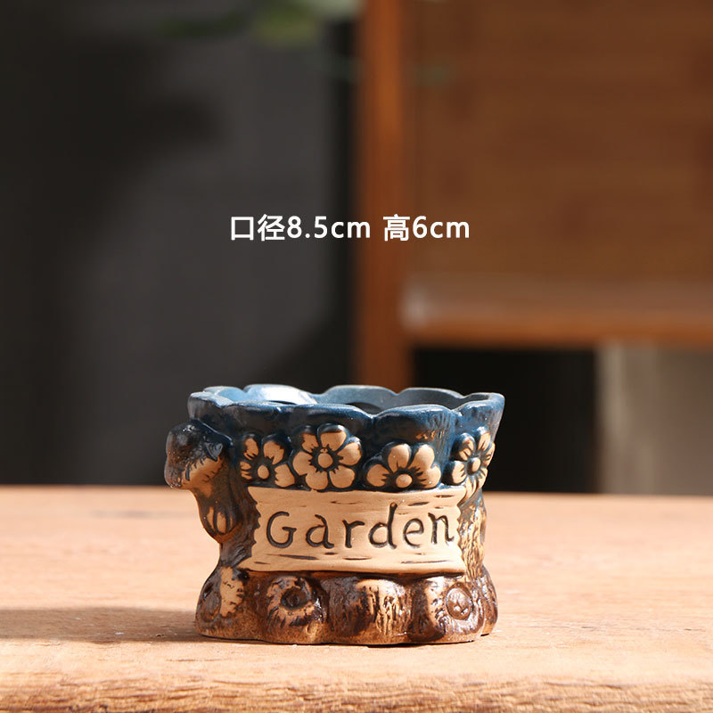 Gradiente pulgar maceta de cerámica especial balcón doméstico cerámica gruesa pequeña maceta de cerámica especial al por mayor