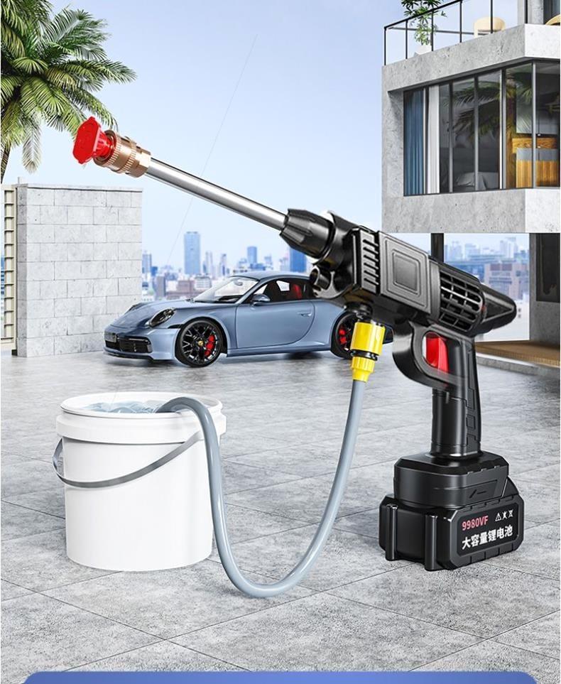 Suitable for Genuine German Quality Car Wash High-Pressure Water Gun Household Wireless Charging Car Wash Machine Portable Lithium Battery