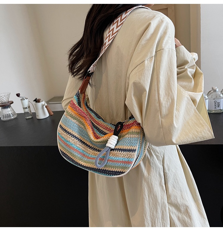 Grass for women with large capacity 2024 new summer niche design woven crossbody dumpling beach bag_voghion.com