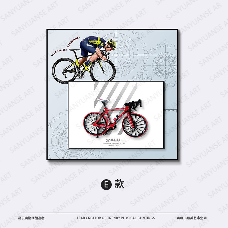 Bicicleta colgante pintura bicicleta de aleación retro modelo de bicicleta antigua bicicleta de metal habitación de los niños dormitorio pintura decorativa