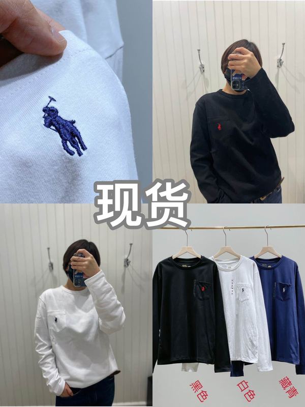 2025早秋新款口袋小马标刺绣男女情侣款经典圆领高品质长袖打底衫|undefined