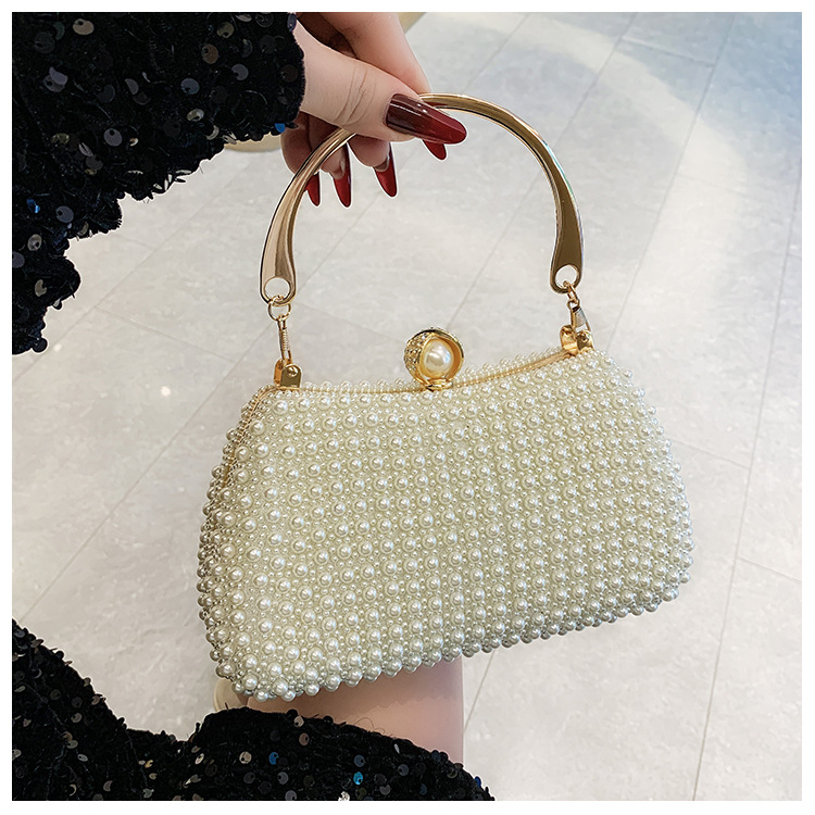 New pearl lady's handbag, banquet dress crossbody bag, elegant socialite dinner bag, high-end underarm bag wholesale undefined