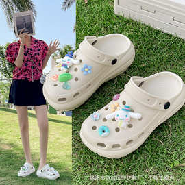 外穿防臭洞洞鞋eva女厚底踩屎感增高拖鞋夏季防滑透气凉拖鞋沙滩