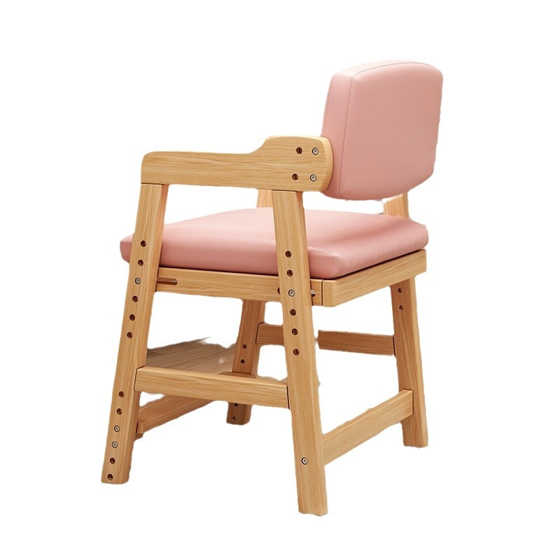 Silla de estudio para niños ajustable trabajo de madera maciza asiento trasero taburete estudiante escritura Silla de escritorio Silla de comedor en casa