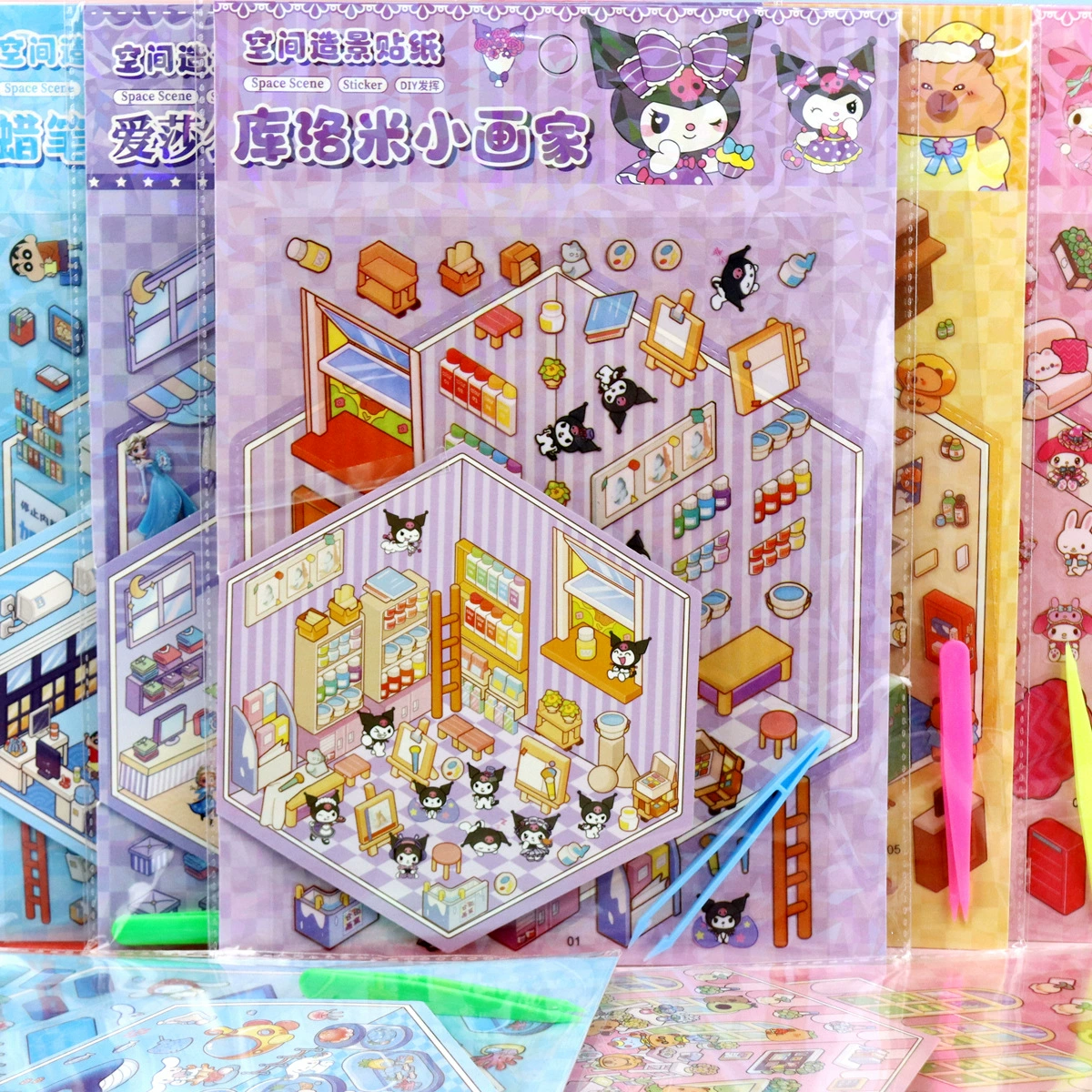 Детская мультипликационная наклейка креативная миниатюрная сцена коллаж DIY стерео ручной счет наклейка Санрио Аиша наклейка