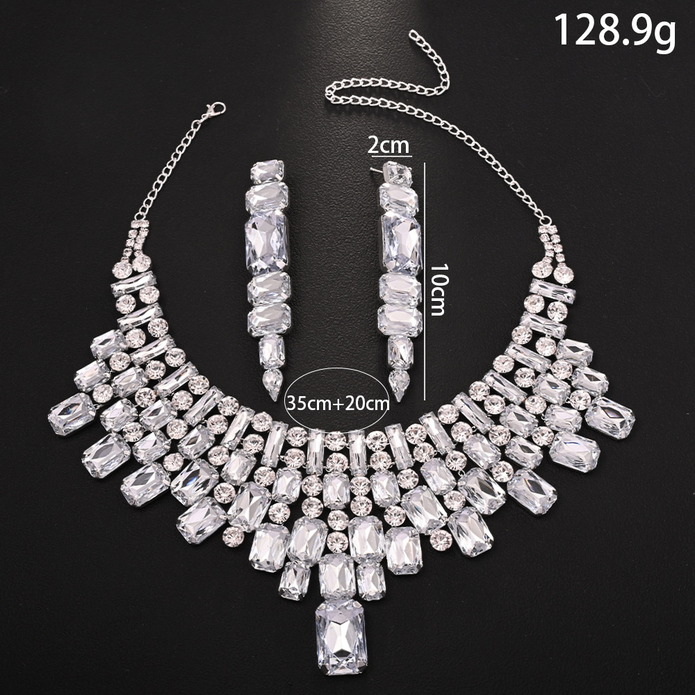 Bohemia con joyería de bordas exagerada cadena de clavícula pendientes de diamante accesorios de banquete Set de joyería