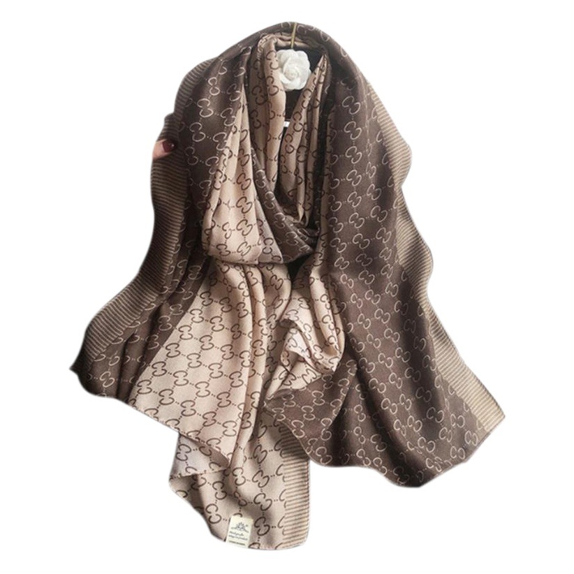 Korean Spring New Letters Cotton and Linen Hand-feel Gauze Women's Travel Vacation Sunscreen Shawl Winter Warm Scarf Women