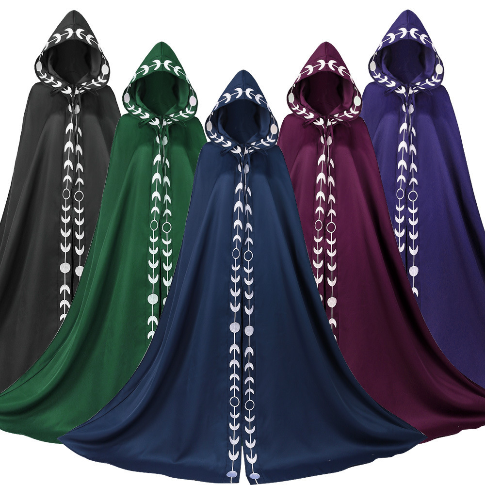 Cross-Border New Lace Hooded Cloak Cape Shawl Medieval Renaissance Halloween Cos Performance Costume
