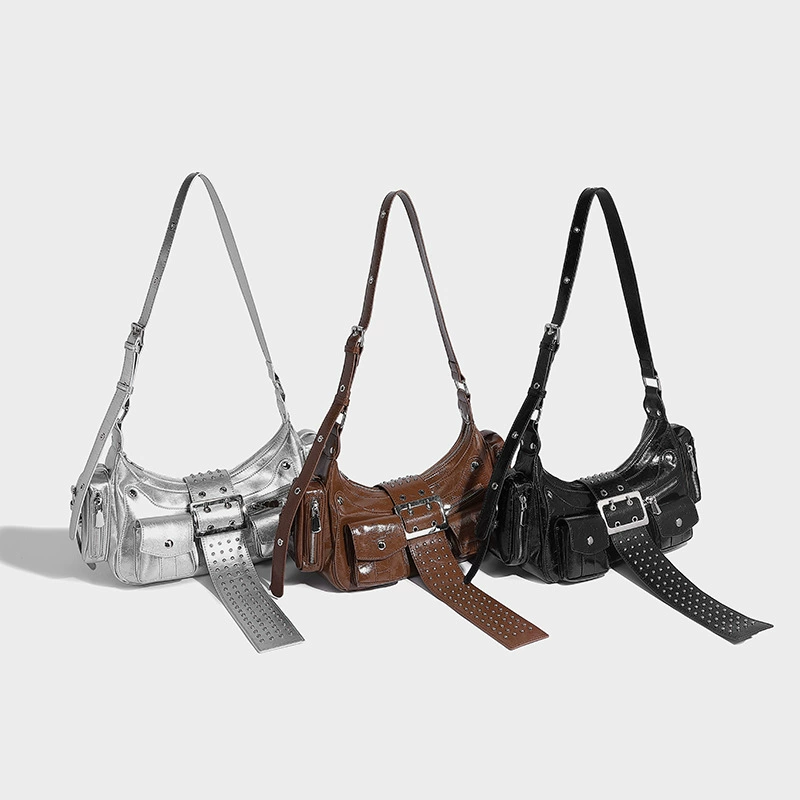 Нишевая панк ветер горячая девушка дикая заклепка ремня пряжка сумочка