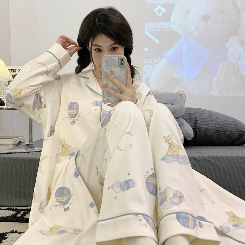 婧麒产妇待产裙孕妇秋冬季纯哺乳睡衣棉产后月子服连衣裙带裤子女|undefined