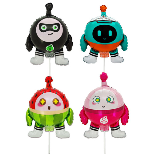 Egg boy party aluminum film balloon mechanical egg boy shark round clip balloon birthday party layout aluminum film balloon