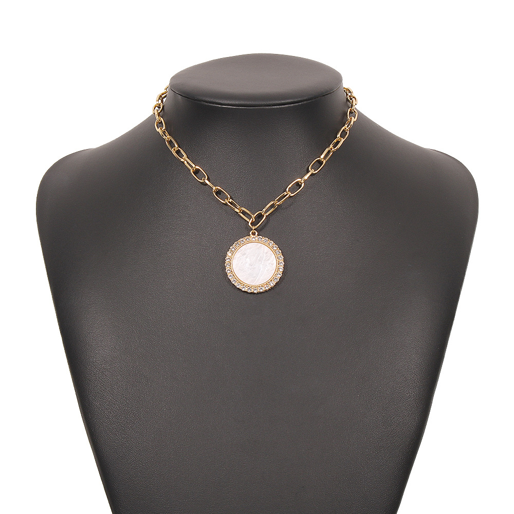 Simple Round Diamond Large Pendant Alloy Necklace display picture 11