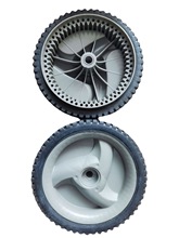 8寸橡膠輪子，割草機包膠輪子，塑料輪輻橡膠空心輪
