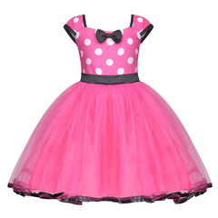 European and American polka dot mesh dress for young children, featuring butterfly bow puffed skirt, children's princess formal dress