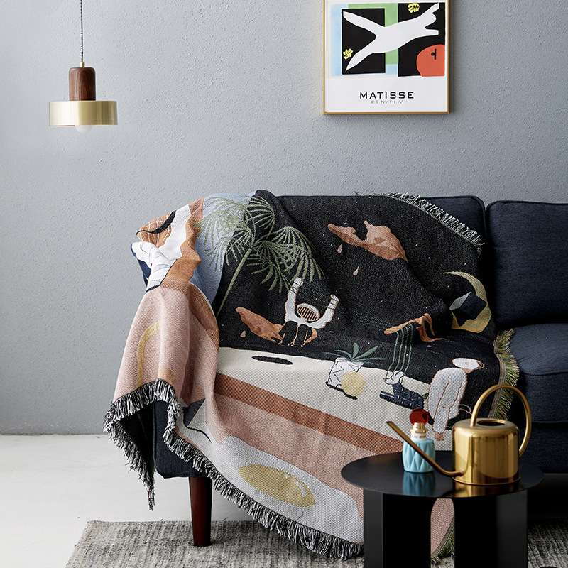Own design Nordic sofa towel full cover ins wind sand release lazy sofa cushion sofa cover single and double blanket