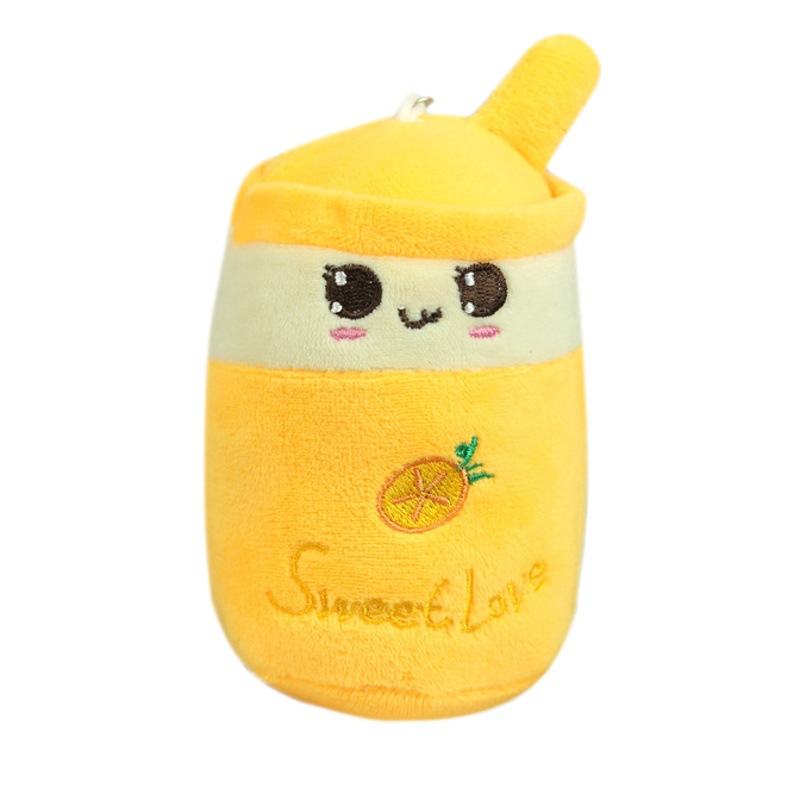 Linda simulación fruta leche taza de té colgante de peluche muñeca de juguete bolsa colgante decoración muñeca llavero grab máquina muñeca