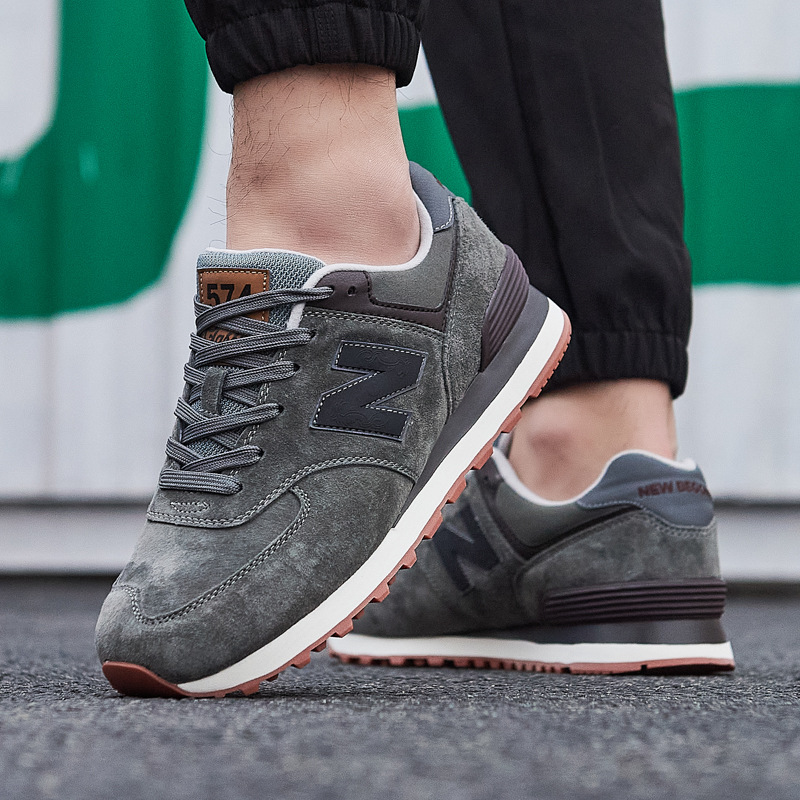 574 카본 그레이 브라운 풀 가죽