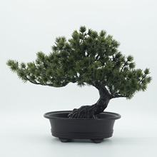 中式禅意绿植盆景 新款仿真迎客松盆栽 客厅玄关装饰品假花摆件