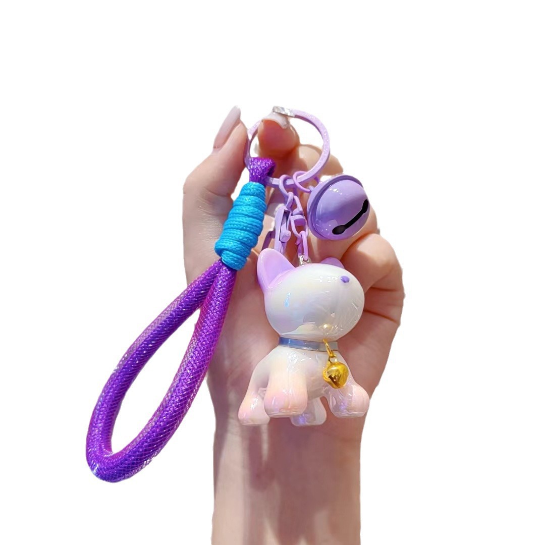 Caricatura creativa encantadora resina gradiente perro bolso bolso de coche llavero colgante hermoso pequeño regalo