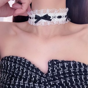 Sweet and Pure Style Lace Woven Bow Lolita Neck Strap Choker Collar All-match High-end Necklace for Women