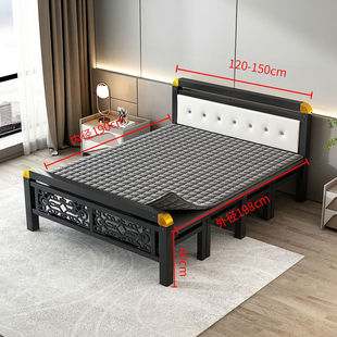 Folding Bed Single Bed Home Double Bed Lunch Break Thickened Reinforced Sturdy Rental House Hard Bed Adult Simple Bed