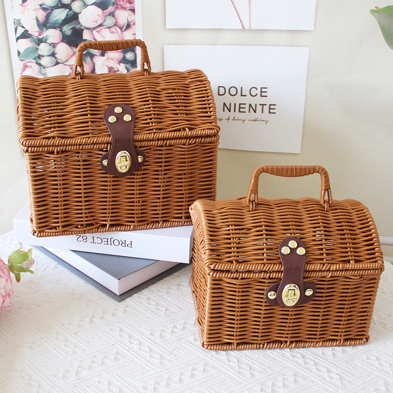 Woven travel storage basket