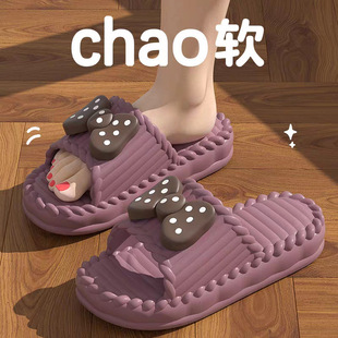 Women's Summer New Style Thick-Soled Bow-Knot Outer Slippers for Women's Summer New Style Household Non-Slip Home Indoor New Style Sandals