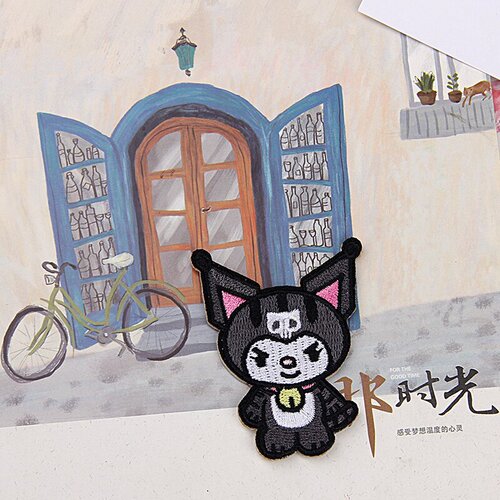 Self-adhesive cartoon Sanrio Kuromi Melody English alphabet cloth stickers for clothes and bags decorative decals diy