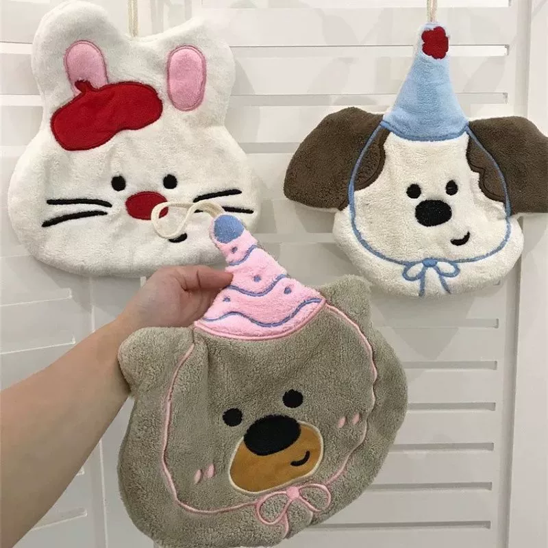 Quick dry children's coral soft cute towel, wholesale, water absorbent, increased thickness, with little bears