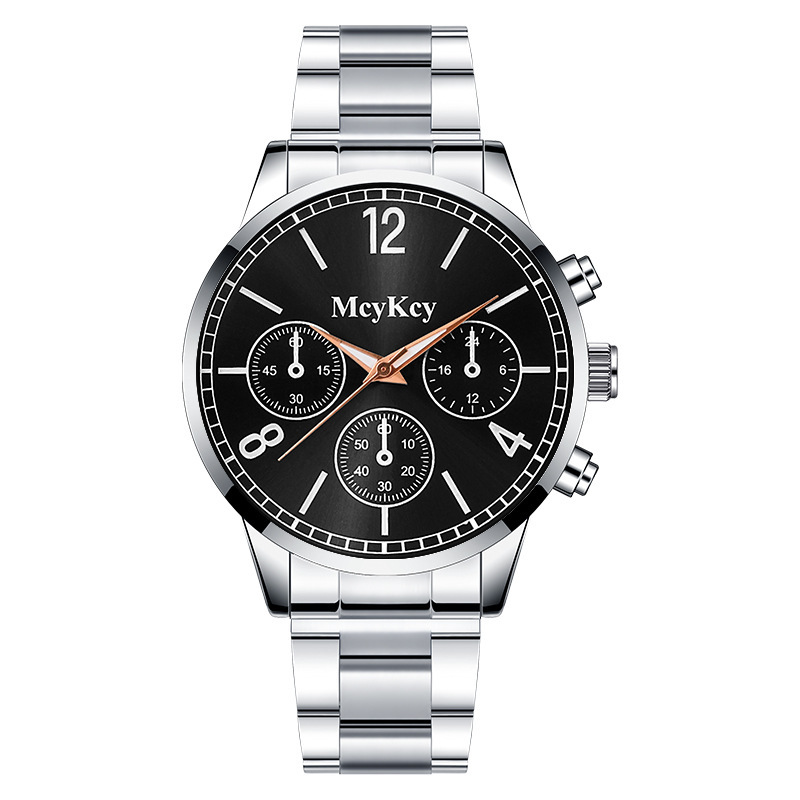 modèle de faux montre à quartz décontractée à trois yeux avec bracelet en acier pour hommes_voghion.com