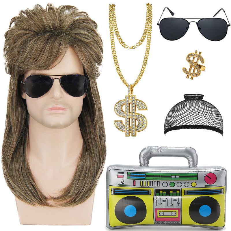 60S70S80S s curly hair men women Black Fish rocker European and American wig rock punk hip hop party