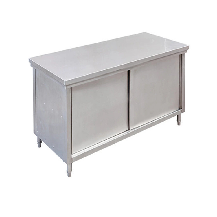 定制厨房不锈钢荷台厨房不锈钢操作台双层拉门打荷台不锈钢工作台
