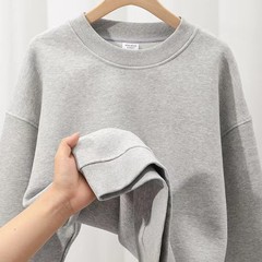 薄い灰色の500gの重いポンドの丸首の頭の衛衣の男女の項の日本のゆったりしているカジュアルな百合の長袖の上着の秋冬