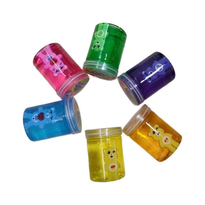 Nuevo oso de dibujos animados de barro de cristal creativo transfronterizo, barro de gelatina de alta transparencia, divertido slime, juguete de bricolaje, no pegajoso