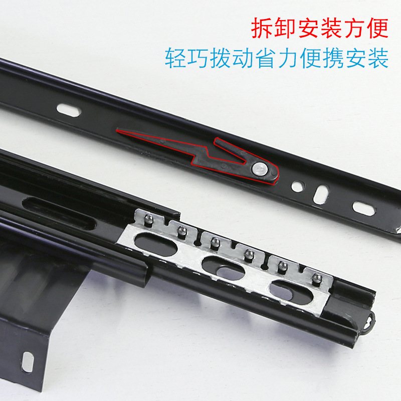 Manufacturer wholesale drawer slide three-section rail cushioned track guide rail thickened keyboard tray ball bearing slide track groove rail