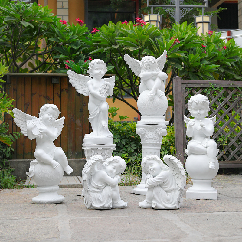 法式奶油风天使摆件花园庭院大型艺术石膏雕像雕塑装饰品道具礼物