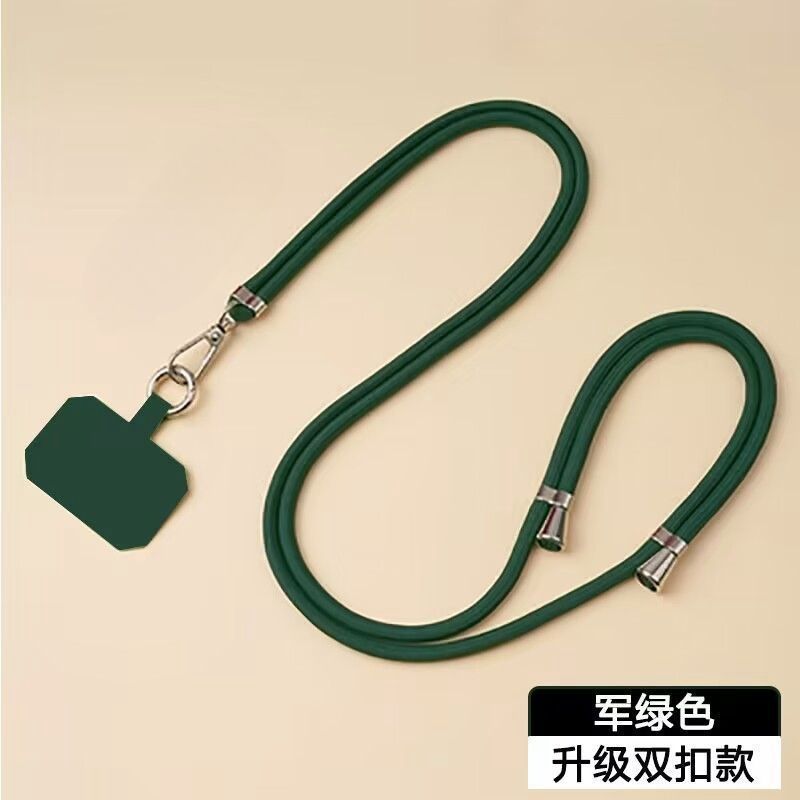 携帯電話のストラップは首のストラップを掛けます。|undefined