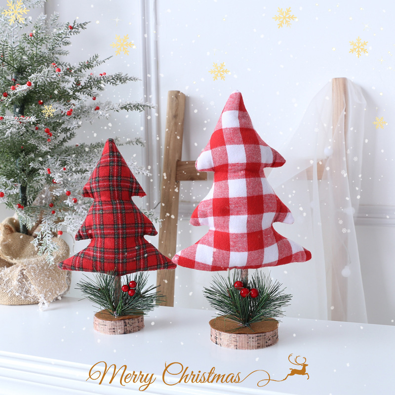 Ventas en caliente transfronterizas de mini árbol de Navidad adornos de mesa de tela muñeca creativa de Navidad adornos decorativos