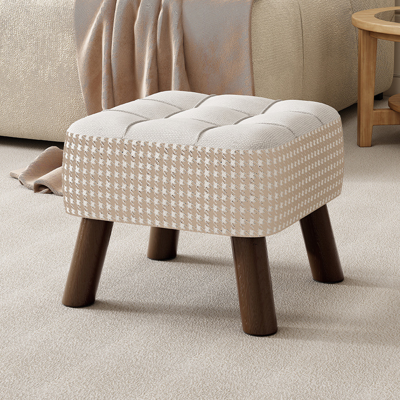 Cream-Style Small Stool for Home Use, Low Wooden Stool for Living Room, Coffee Table Stool, Entryway Shoe-Changing Stool, High-End Soft Cushion Small Bench
