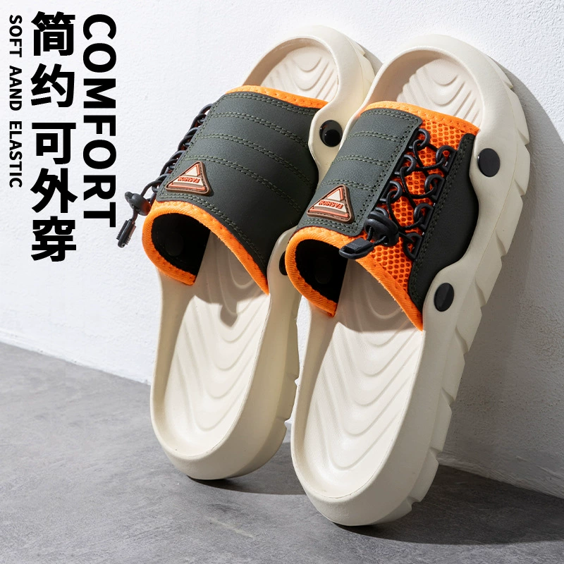 Мужские шлепанцы лето 2025, новые, открытые, для отдыха, кросс-бордер, удобные сандалии-шлепанцы.